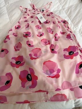 Cabi Floral Pink Halter top - Pink Flower Print M NWT